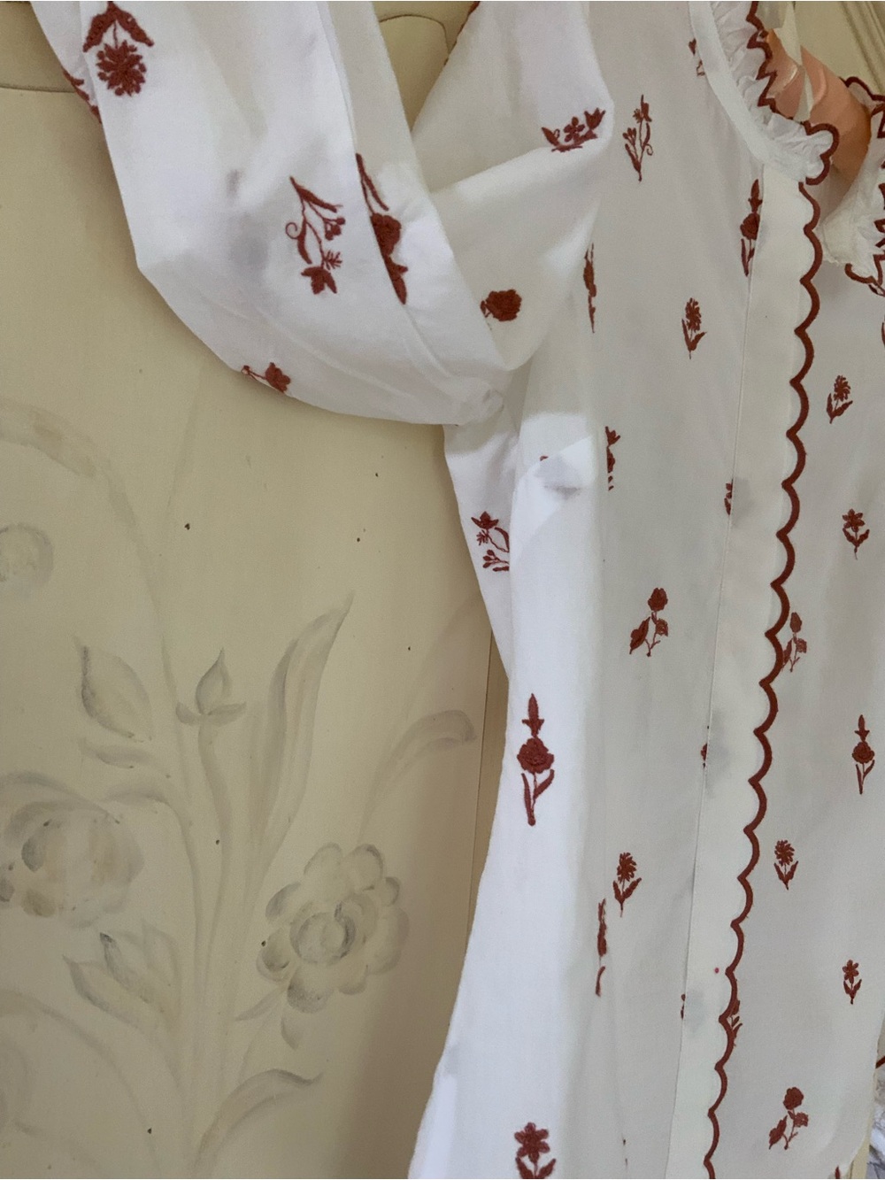 Talbots Floral Embroidered Ruffle-Trim Blouse - Picture 6 of 12